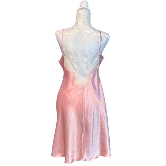 Vintage Pink White Chemise Womens Sz Medium Lace Up Front Sexy Coquette Babydoll - Picture 2 of 16